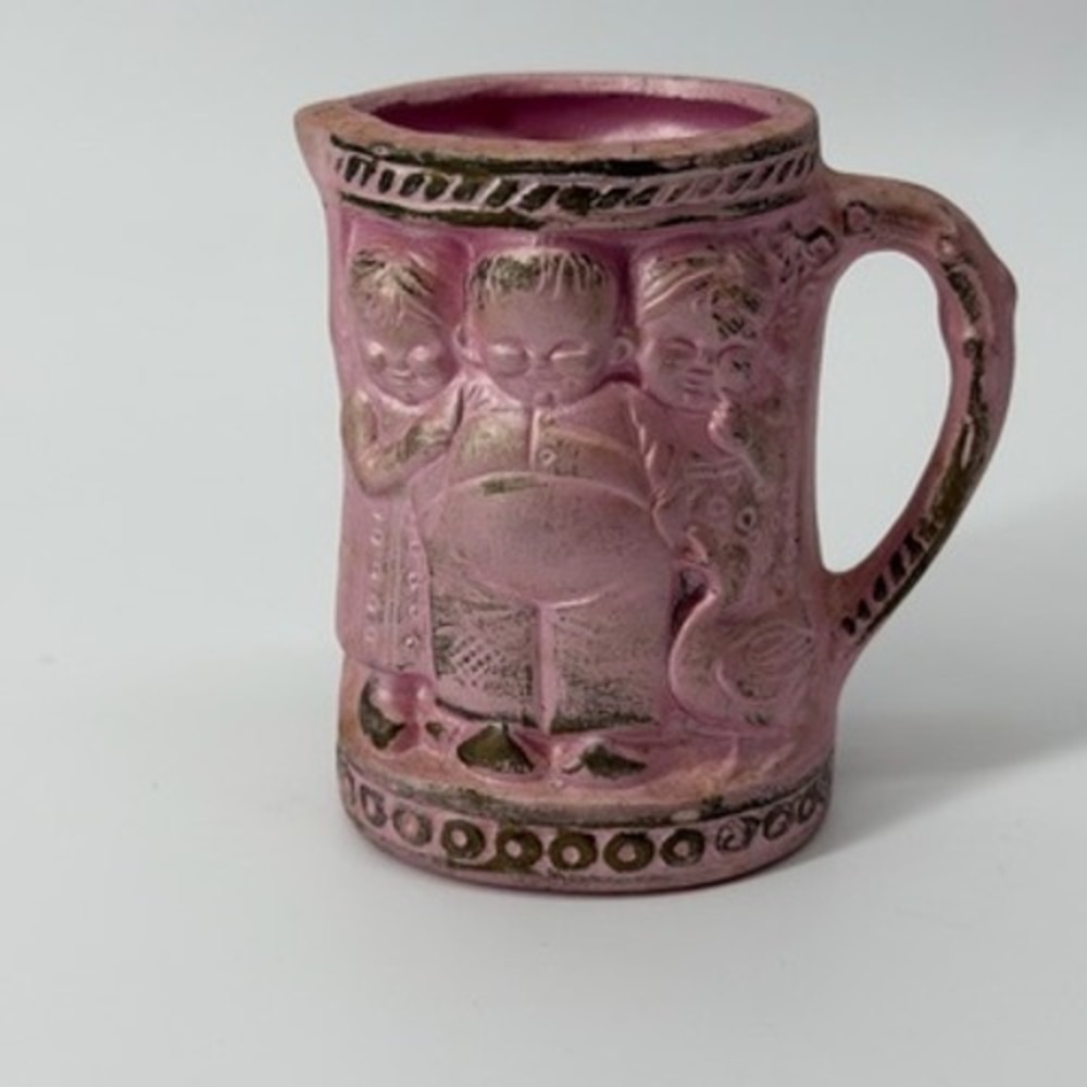 Vintage HOM Pink‎ Ceramic Creamer Pitcher Decorative Asian Folk Art Kids Goose